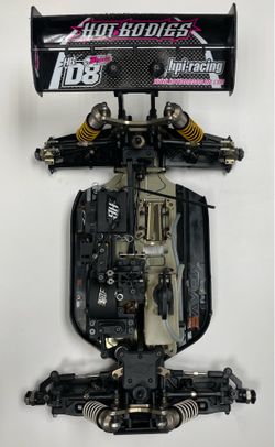 Hotbodies D8 HB Racing 1/8 Nitro Buggy Slider w/ Werks Racing B6 .21 Competition buggy engine , WERKS Exhaust Muffler, Tires