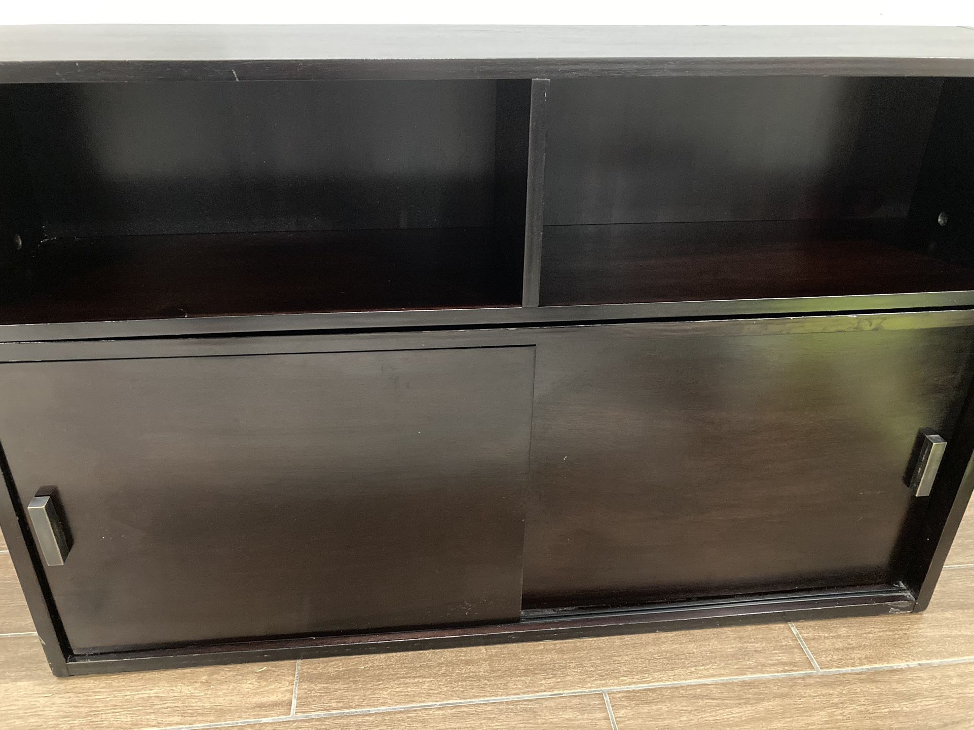 Mid Century Modern Styled Wood Entertainment tv Stand Gaming Storage Unit Cabinet With Two Pieces & Sliding Doors With Inner Shelves