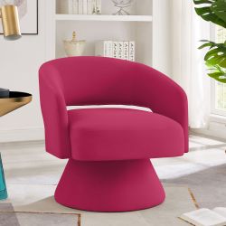 Modern Swivel Barrel Chair, Upholstered Velvet Round Accent Chairs,360 Degree Comfy Swivel Chair with Open Backrest, Single Chair Armchair for Living 