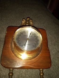 Vintage Beautiful Brass Thermometer N Eagle