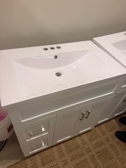 White Bathroom Vanity with Sink Top