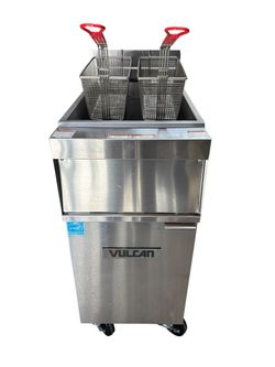 50 LB Electric Fryer All Stainless Steel  Vat Vulcan 1ER50A Floor Model  208V On Wheels #4493