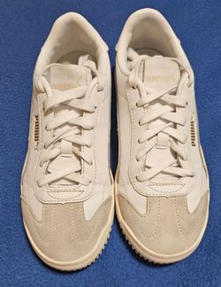 Used Women's PUMA Club 5V5 Suede Casual Shoes White Blush Pink (397636-06), W Size 6
