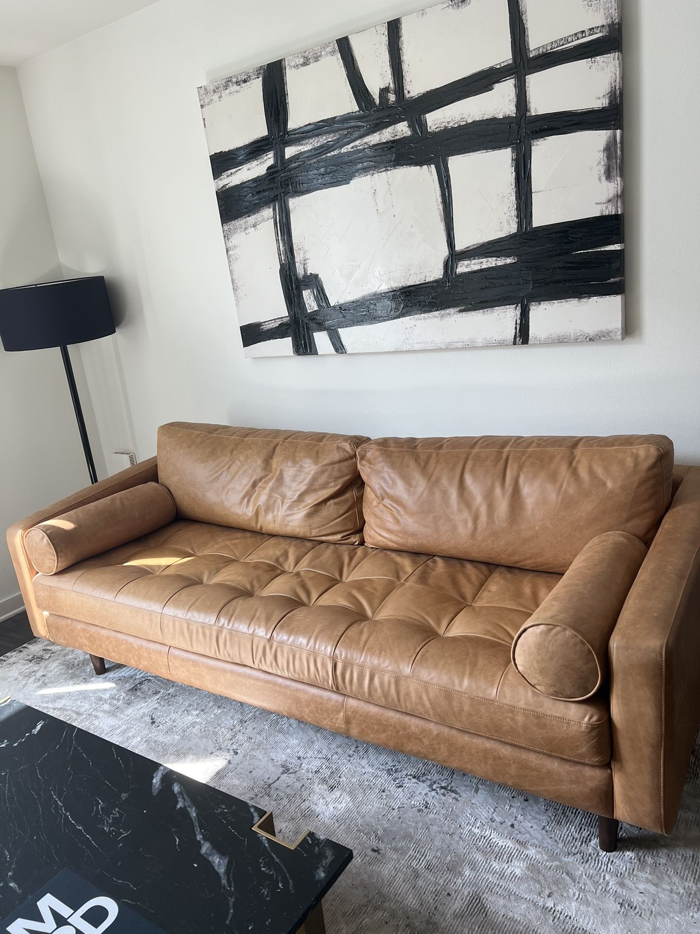 Poly & Bark Napa 88.5"' Full-Grain Genuine Italian Leather Sofa