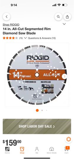 RIDGID 14 in. All-Cut Segmented Rim Diamond Saw Blade