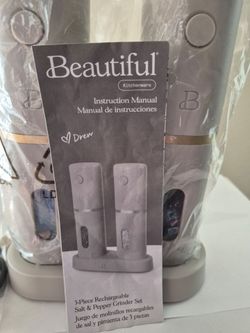 Brand New Beautiful rechargeable Gray3 Piece Salt & Pepper Grinders
