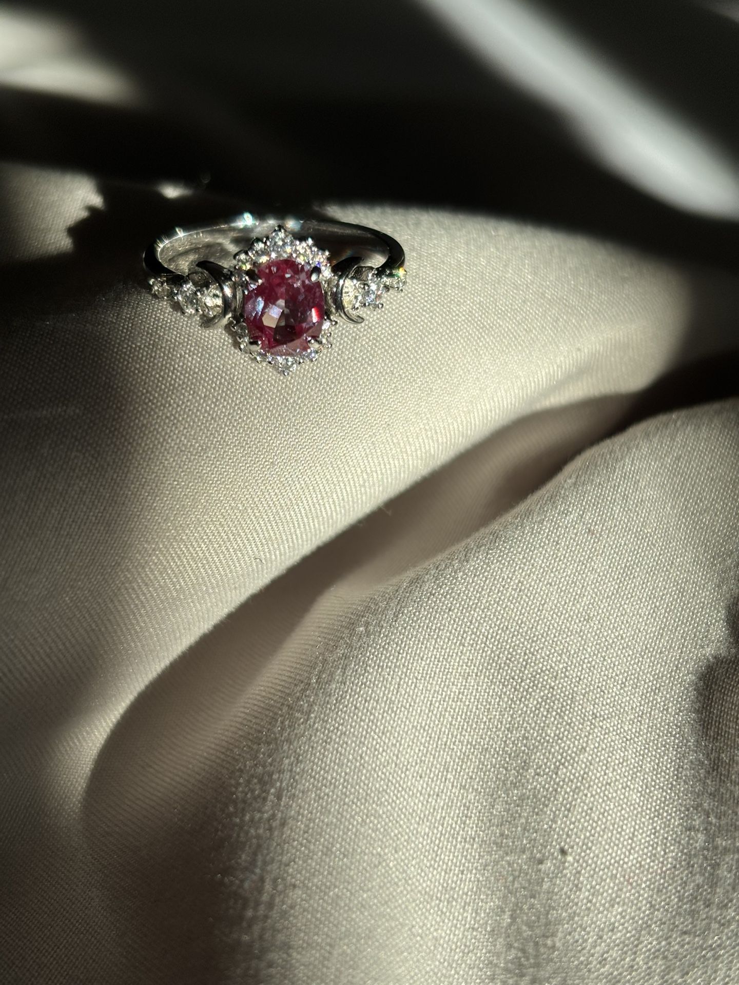 Alexandrite Ring In 14k White Gold Vermeil 