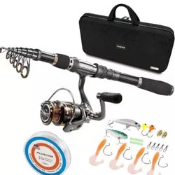 PLUSINNO Fishing Rod and Reel Combos - Carbon Fiber Telescopic Fishing Pole HA 3000
