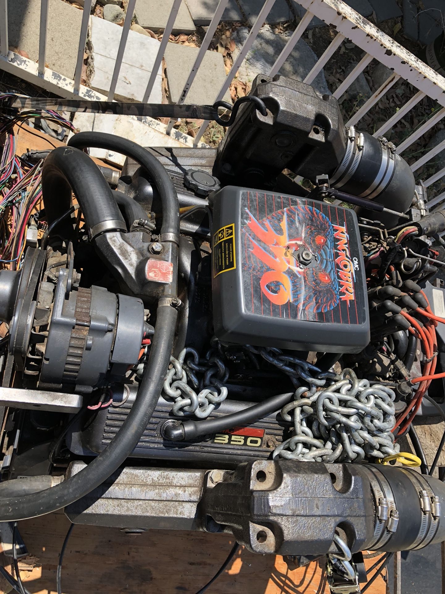 OMC inboard outboard boat engine with outdrive. King cobra 350 Chevy 350