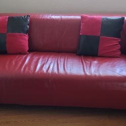 Red Leather Loveseat - Super Comfortable 