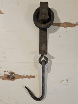 Antique Hand Forged Iron Meat Hook Trolley 18.5 Inch
