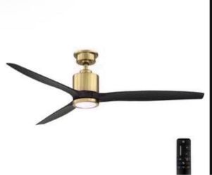 60 in. 3-Blades Indoor Ceiling Fan in Gold and Black with Remotel