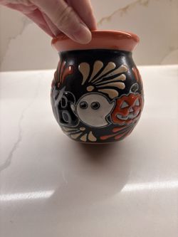 Mexican Talavera Halloween Cup – Boo Ghost & Pumpkin