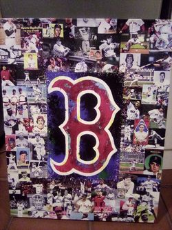 Boston Redsox's All-stars Poster Wood Frame On Rear 