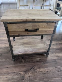 World Market Industrial Wood & Metal Side Table / Nightstand