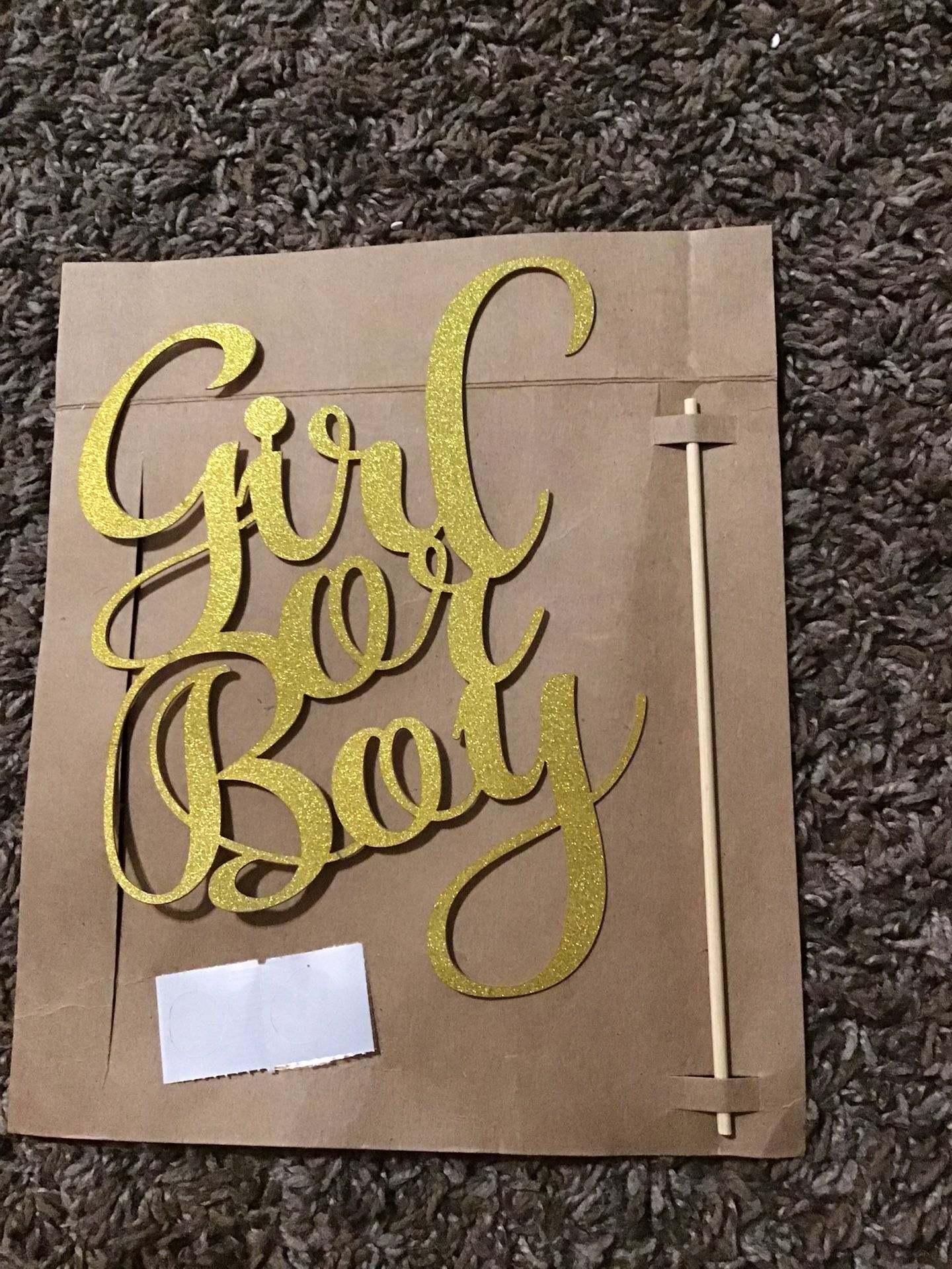 Gold “boy Or Girl” Cake Topper And baby In Bloom Decor