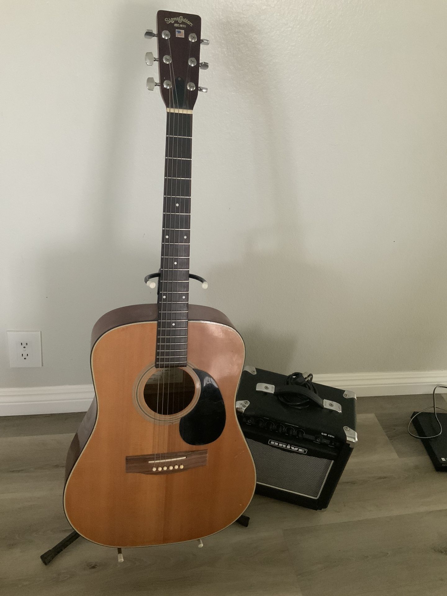 Sigma DM3 Guitar with Amplifier And Stand OBO