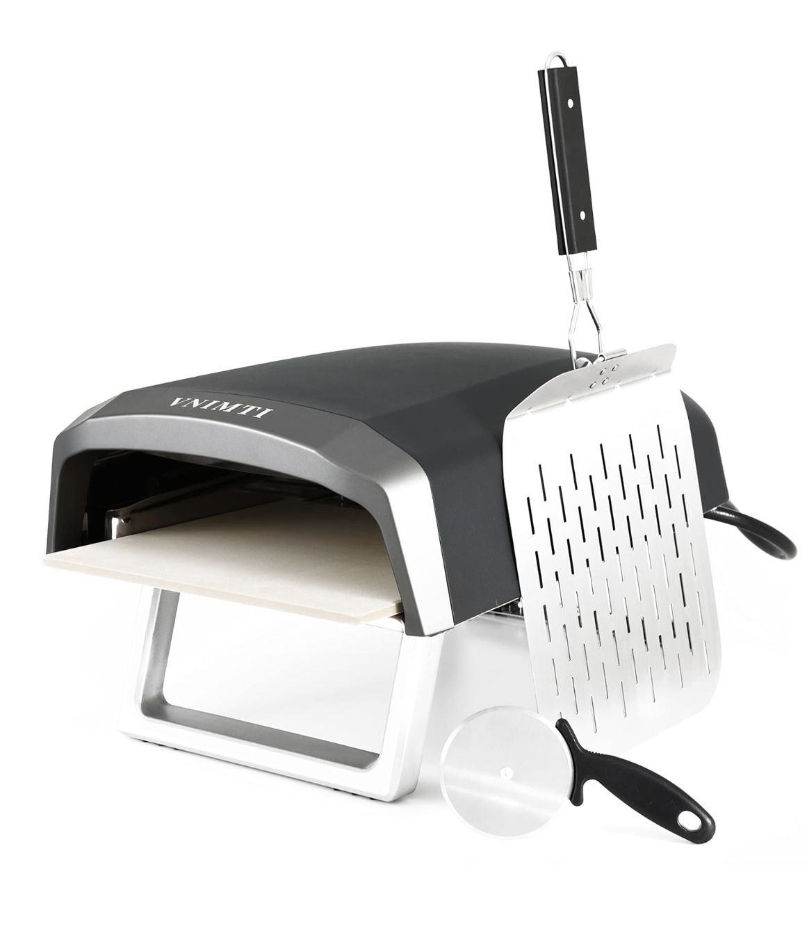 VNIMTI 12 Portable Propane Gas Pizza Ovens, Outdoor Pizza Oven, Pizza Maker, Pizzas Pee, Cutter Wheel (Stainless Steel)