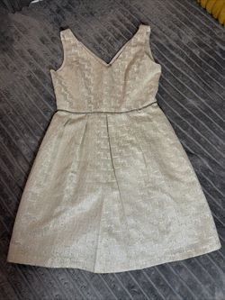 Ivory And Silver Silk Dress By Soloiste Size Large NWOT