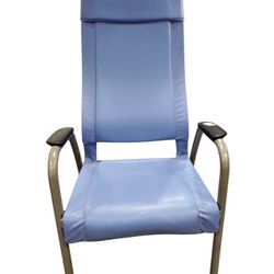 Blue Metal Chair With Wheels On The Back