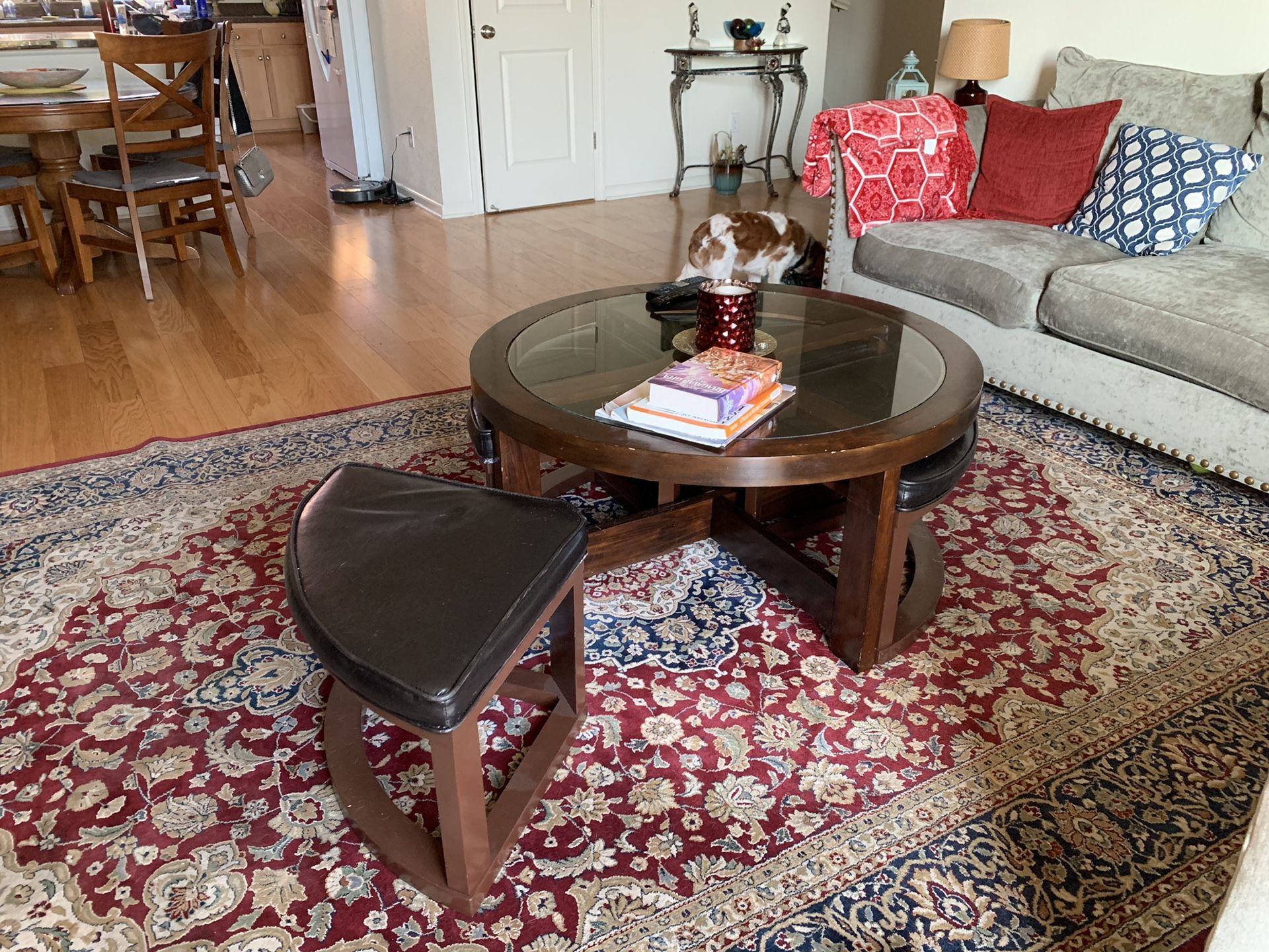 Coffee Table with 4 Hidden Seats
