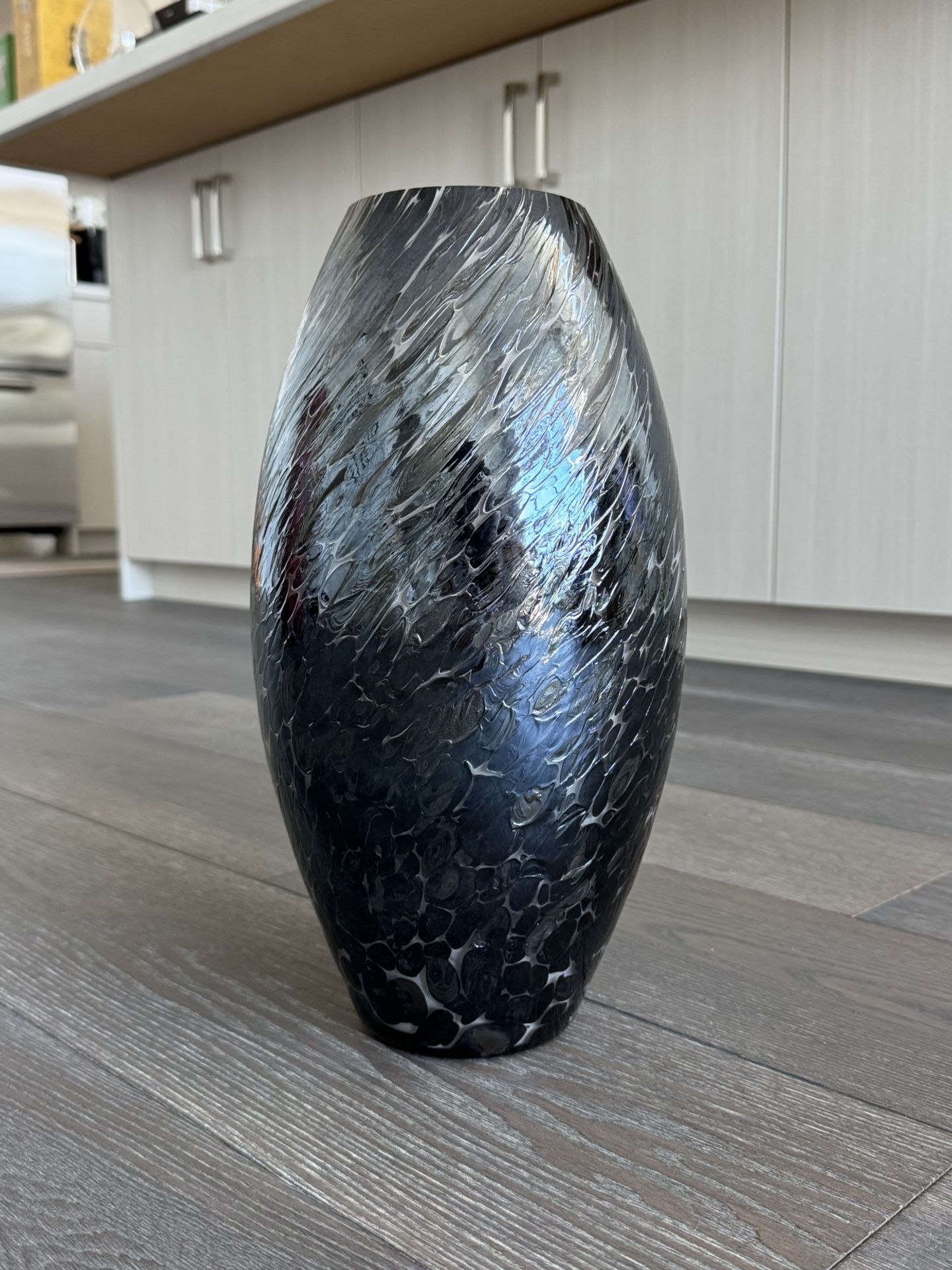 Dark Blue Glass Oval Vase