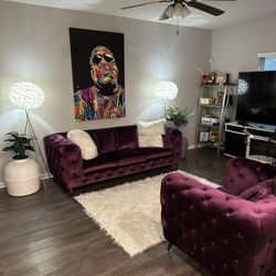 Purple Sofa And Chair 