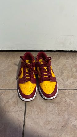 Nike Dunk Low Yellow and Burgundy Sneakers