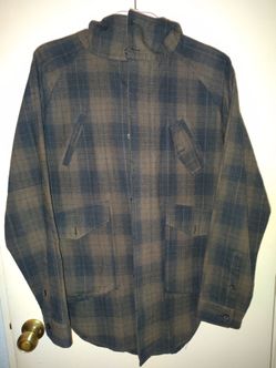 Comune Olive Green Plaid Jacket w/Hoodie Sz M