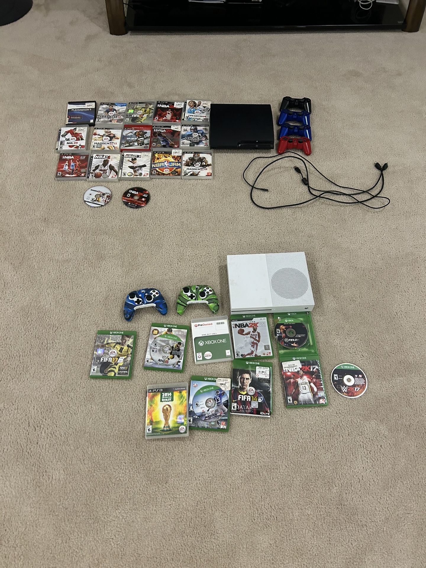 Xbox 1 S And PS3 With Games