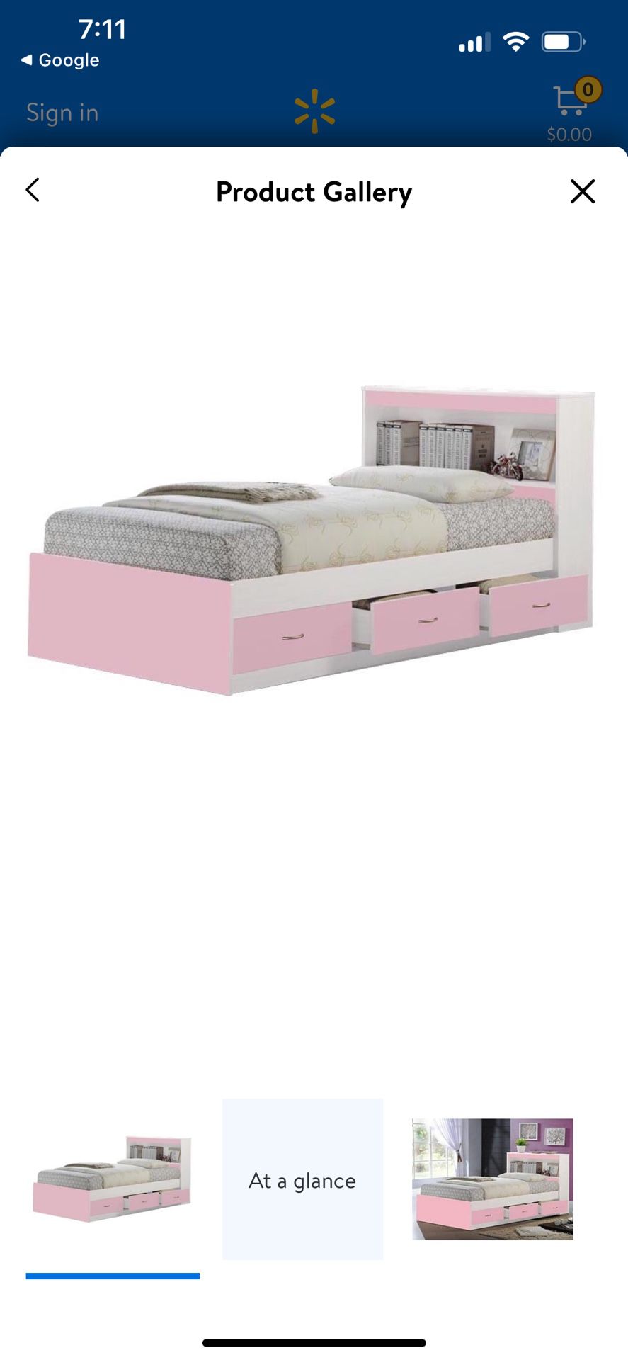 Twin Size Bed Platform With Bookcase Headboard Pink And White 