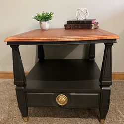 Side Table / End Table Black Onyx And Gold