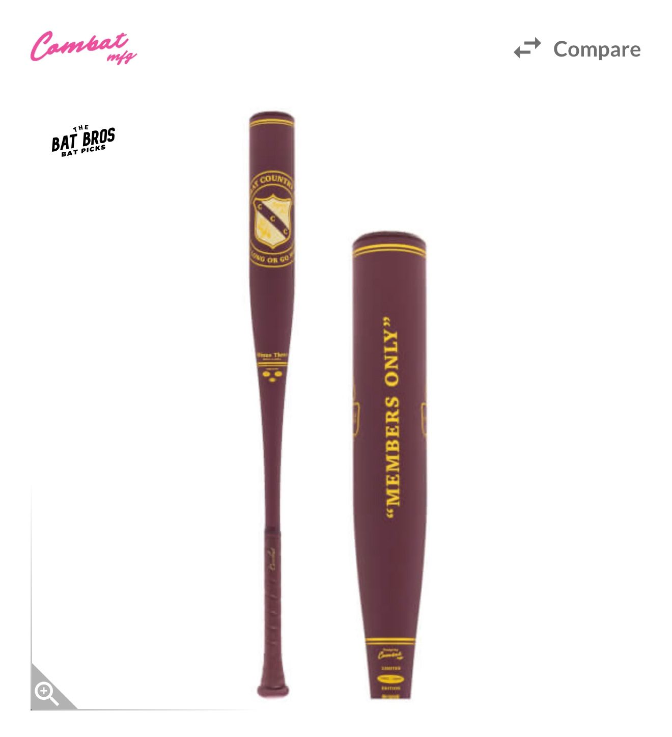 COMBAT MFG Country Club SPEC-A1 BBCOR Bat, Members Only: Go Long, 32/29 NIW