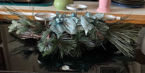 Beautiful Christmas Table Centerpiece With 3 Candleholders,26 inches long