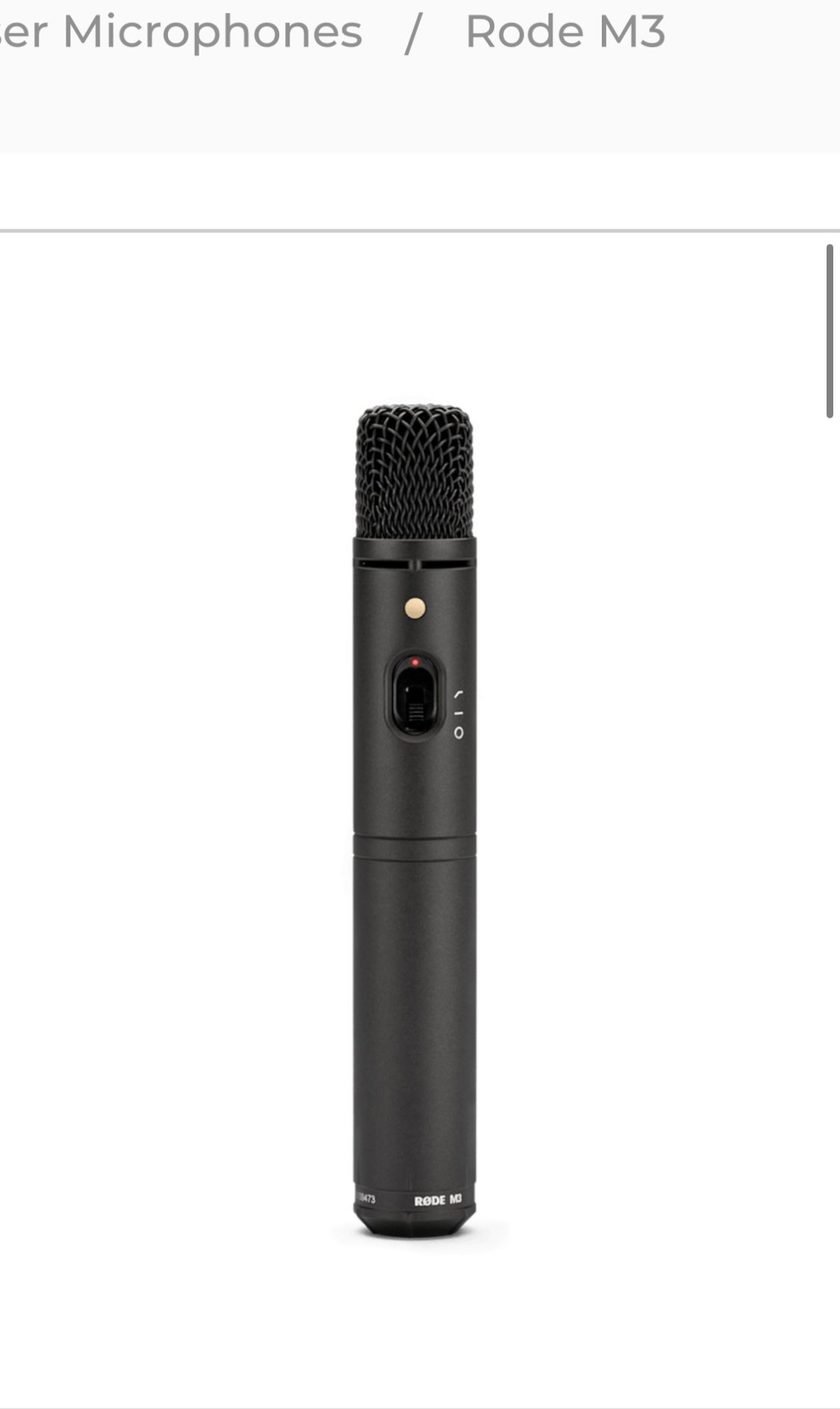 Rode M3 Condenser Microphone w/ Cable (NEW)