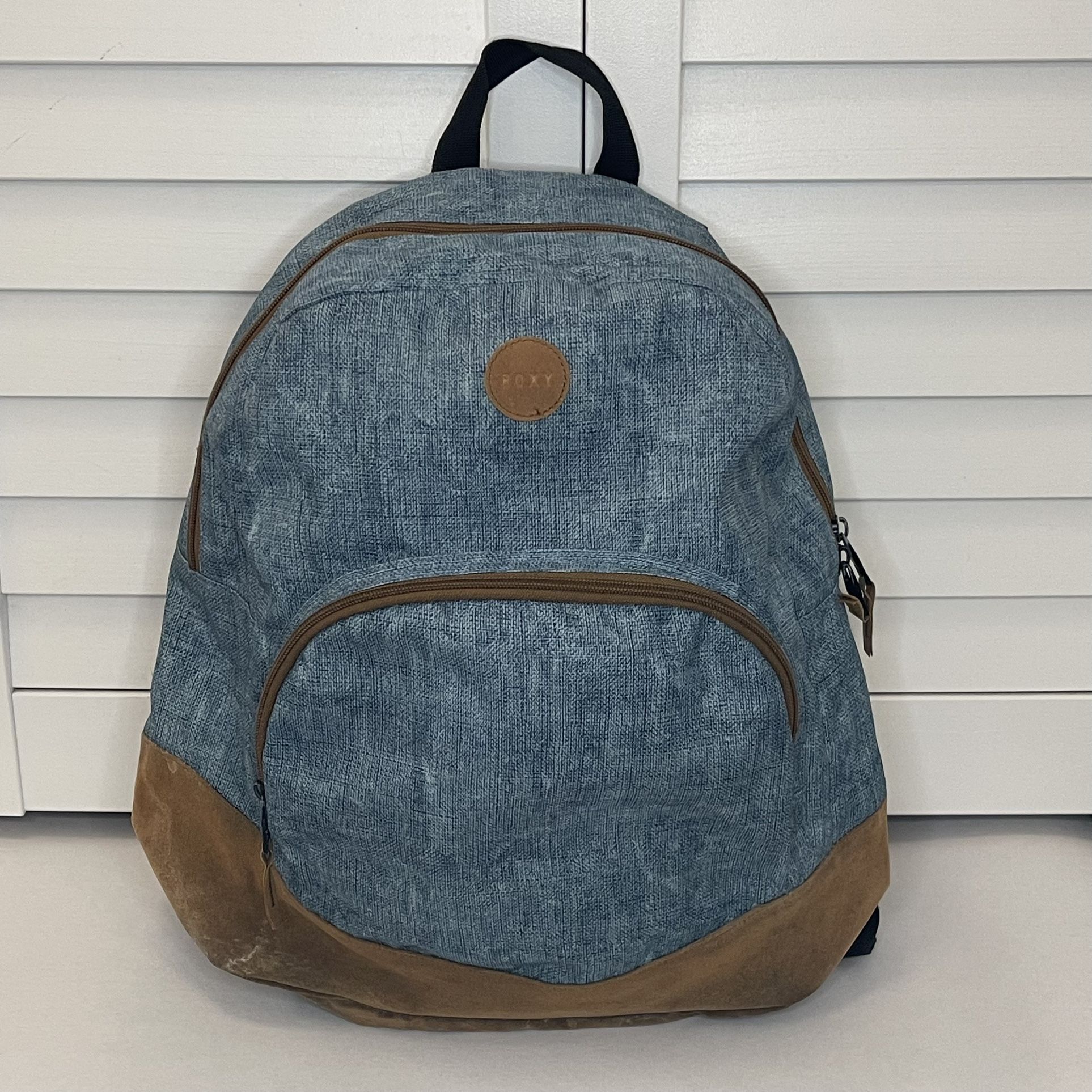 Roxy Blue Denim Faux Leather Backpack