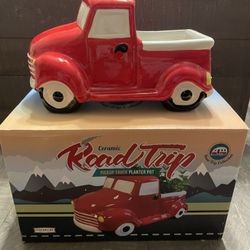 NEW - Collectible Road Trip Collection Ceramic Pickup Truck Planter Pot 