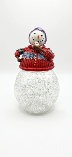 Vintage Princess House Snowman Glass Cookie / Candy Jar – Great for Holidays!