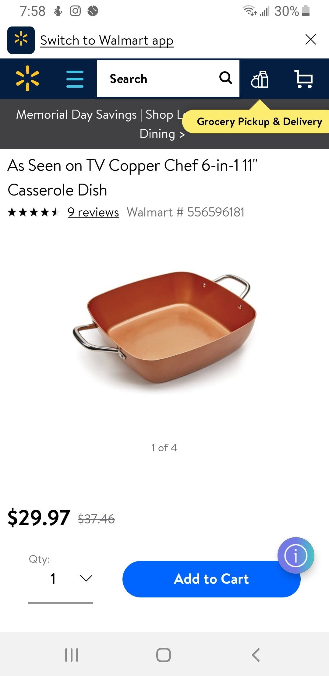 Copper Chef XL 11 Inch Casserole Pan