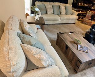 Beige Fabric Sofa Set – 2 Couches Ashley sofas.