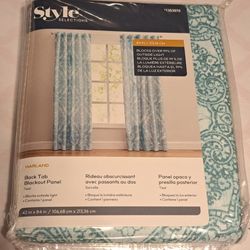 Style Selections Blackout Curtain Panel #1353970 Teal White New