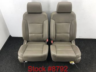 2015 Chevy Silverado Tan/Brown Leather Power Heated Front Bucket Seats Stock #8792