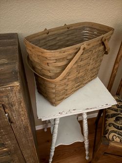 Wicker woven basket with handles