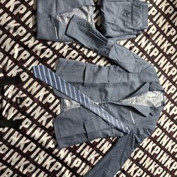 Men's Blue Suit with Vest and Tie