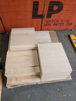 45 Pieces of 3/4" White Oak and Knotty Alder Plywood Offcuts
