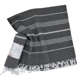 Turkish Beach Towel, 100% Cotton, 38x71 inch, Quick Dry, Thin, Lightweight, Soft, Sand Free