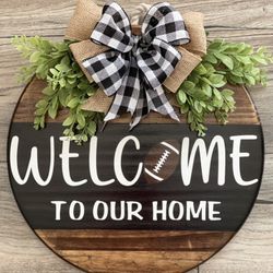 Football Welcome Door Sign / Personalized Door Hanger 