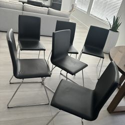 IKEA 6 Black Chairs 