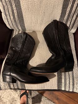 Black Leather Cowboy Boots