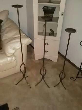 (3) Tall Metal Floor Candle Holders *Heavy Duty*